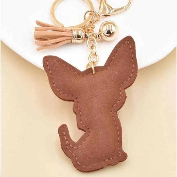 Rhinestone Chihuahua Tassel Bag Charm & Keychain - Picture 3 of 6